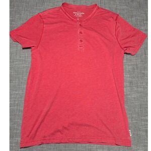 Abercrombie & Fitch Mens Muscle Henley Shirt Red Short Sleeve Large L